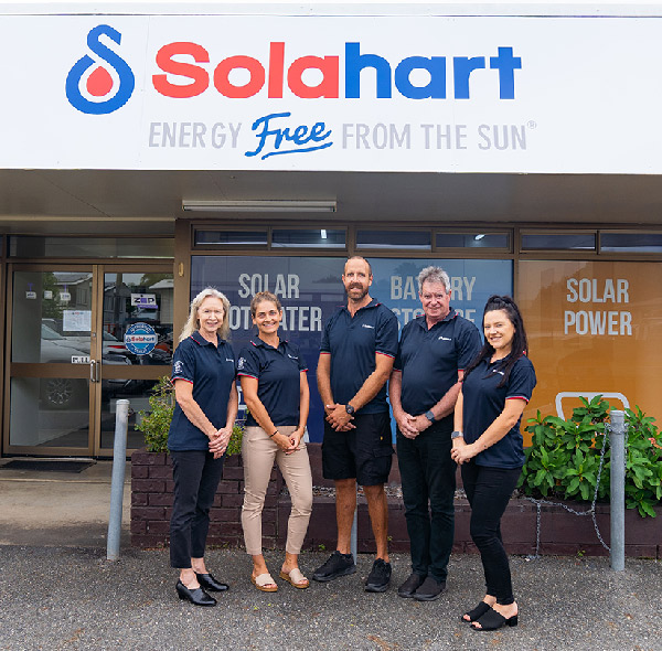 Solahart Rockhampton staff photo outside the Solahart Rockhampton office on Richardson Road, Kawana.